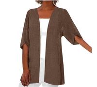 Damen Cardigan Für Herbst Und Sommer, Mittellange Ärmel Aus Baumwolle Und Leinen, Sale Strickjacken Leicht Atmungsaktiv, Blouson Lässig Stilvoll, Häkeljacke Elegant Schick, Strickmantel Hochwertig