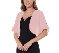 Damen Cardigan Sommer, Sommerlicher Bolero Shrug für Damen Glockenärmel Chiffon Cardigan Offene Vorderseite Kurzes Top Leichter Transparenter Shrug Elegante Stola Überwurf Rosa L