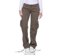 Damen Cargo Hose Oliv Tief sitzende Hüfthose Low Waist Army Style Baggy Streetwear Freizeithose mit Taschen Baumwolle Tactical Pant für Frauen Y2K Look Vintage Hip Hop Loose Fit