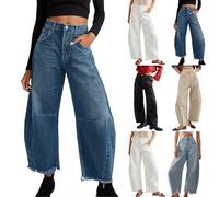 Damen Cargohose Baggy Low Waist Cargo Jeans Gerade Breites Bein Denim Hosen Y2k Aesthetic Vintage Jeanshosen 90er Streetwear Jeanshose Straight Leg Pants Loose Fit Boyfriend Pants Teenager Mädchen