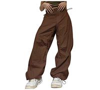 Damen Cargohose Baggy Oversize Vintage Y2k Wanderhose Damen Cargo Hosen Damen Schwarz Low Waist Baggy Indie ästhetische Kordelzug Loose Pocket Jogger Parachute Pants Damen Lang Mit Taschen