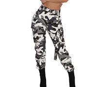 Damen Cargohose Camouflage Cargo Hose High Waist Tarnhose Freizeithose Military Rangerhose Sport Camo Jogginghose Outdoor Slim Sommerhose Ohne Gürtel