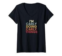 Damen Carly Name Carly Personalized Name First Given T-Shirt mit V-Ausschnitt