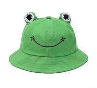 Damen Cartoon Frosch Fischerhut mit breiter Krempe und Mesh-Panel, leicht, atmungsaktiv, Sonnenhut zum Angeln, Strand, Gartenarbeit, Wandern, verstellbar, faltbar, Sommer (ist grün)