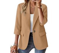 Damen Casual Blazer Solid Langarm Mantel mit Taschen One Button Front Business Anzug Jacke Alltag S-XXXL (Coffee XXL)