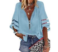 Damen Casual V-Ausschnitt Chiffon Bluse Kurzarm Lose Einfarbige Shirts Tops Damen Tops V-Ausschnitt Chiffon Shirts Sommer Tops Blusen V-Ausschnitt Shirt Tunika Tops Einfarbig Casual Blusen Sommer