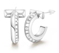 Damen Cc Ohrringe,Creolen Silber Love Ohrring für Frauen,Sterling Silber 925 Hoop Earringe for Women,Buchstabe T Ohringe Damen,Dupes,Ideal Geschenk für Frauen,Mode Schmuck