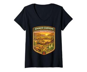 Damen Chaco Canyon New Mexico Historisches Abenteuer nach New Mexico T-Shirt mit V-Ausschnitt