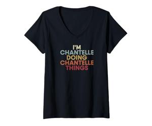 Damen Chantelle Name Chantelle Personalized Name First Given T-Shirt mit V-Ausschnitt