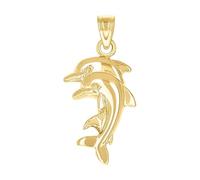 Damen Charm-Anhänger 10 Karat Gelbgold Delfin 26 mm Höhe x 13,7 mm Breite - höher als 9 Karat Gold