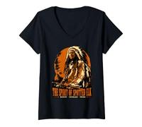 Damen Chief Spotted Elch Lakota Sioux Indianergeschichte T-Shirt mit V-Ausschnitt
