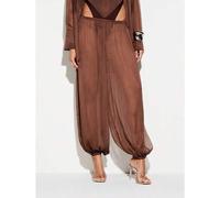 Damen Chiffon Ballon Hose mit hoher Taille, weitem Bein, Palazzo Stil, mit elastischem gerafftem Knöchel, fließende Loungewear Hose für Herbst und Win