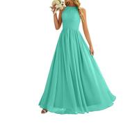 Damen Chiffon Brautjungfernkleider für Hochzeit Abend Abschlussball Kleider Falten Cocktailkleider Übergröße, türkis, 38