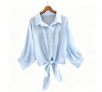 Damen Chiffon Cardigan Kurz Leichter Sommer Umhang(Blue L)