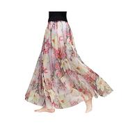 Damen Chiffon Geblümter Strandrock Maxirock Langer Rock Gedruckter Chiffonrock Weich Glatt Dünn Cool für Sommer Rocklänge 80cm/90cm
