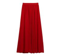 Damen Chiffon Langer Rock Strandrock Maxirock Chiffonrock Damenrock für Sommer Strand Alltag Party Rocklänge 90cm /100cm - Einfarbig