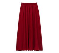 Damen Chiffon Langer Rock Strandrock Maxirock Chiffonrock Damenrock für Sommer Strand Alltag Party Rocklänge 90cm /100cm - Einfarbig