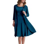 Damen Chiffon Mutter der Braut Kleider für Hochzeit mit Jacken Zweiteiliges formelles Kleid, pfau, 56 Plus