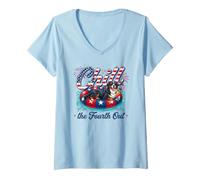 Damen Chill The Fourth Out Funny Bernese Mountain Dog 4th of July T-Shirt mit V-Ausschnitt