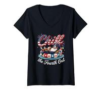 Damen Chill The Fourth Out Funny Bernese Mountain Dog 4th of July T-Shirt mit V-Ausschnitt