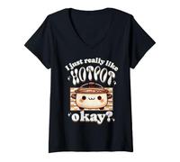 Damen Chinesischer Hot Pot Kawaii Asiatische Lebensmittel Hotpot Kocher Suppe Nudel T-Shirt mit V-Ausschnitt