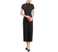 Damen Chinesisches Etuikleid Qipao, Traditionelles Elegantes Cheongsam, Kurzarm, Jacquard Maxikleid für Hochzeitsgäste, Verlobung, Cocktailparty