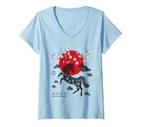 Damen Chinesisches Neujahrsjahr 2026 Jahr des Feuers Pferd Tierschild T-Shirt mit V-Ausschnitt