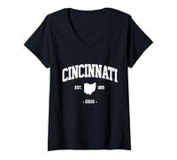 Damen Cincinnati Home The Cincy City of Ohio Heimatstadt Ohio T-Shirt mit V-Ausschnitt