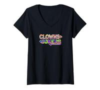 Damen Clowns nach Links Joker nach rechts Pfeil T-Shirt mit V-Ausschnitt