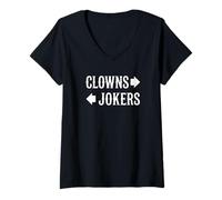 Damen Clowns nach Links Joker nach rechts Pfeil T-Shirt mit V-Ausschnitt