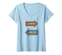 Damen Clowns nach Links Joker nach rechts Pfeil T-Shirt mit V-Ausschnitt