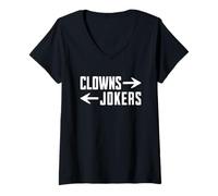 Damen Clowns oder Joker. Lustige Clowns und Joker T-Shirt mit V-Ausschnitt