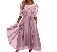 Damen Cocktailkleid Abendkleider Elegant für Hochzeit Festliche KleiderMidi-Ärmel Brautjungfernkleid Swing-Kleid A-Linien-Kleid Vintage Party Kleider Festliche Kleider FüR Damen Hochzeit