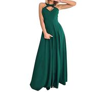 Damen Cocktailkleid Elegantes Vintage Kleid V Ausschnitt Ärmelloses Midikleid Partykleid A-Linie Abendkleid mit Schlitz Swing Sommerkleid für Hochzeit Party Festliche