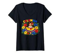 Damen Colombian Girl Traditional Dress Culture Pride T-Shirt mit V-Ausschnitt