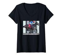 Damen Commandment Horse, Pferderennen, Santa Anita, Del Mar, Pferd T-Shirt mit V-Ausschnitt