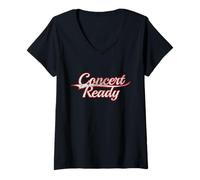 Damen Concert Ready Music Festival Live Gig Vintage Varsity T-Shirt mit V-Ausschnitt