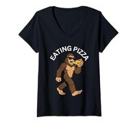 Damen Cool Ape Eats Pizza Spruch Eating Pizza T-Shirt mit V-Ausschnitt