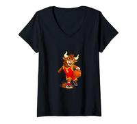 Damen Cool Dribbling Basketball Player Sports Graphic Art T-Shirt mit V-Ausschnitt