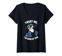 Damen Cool Inline Skating Penguin Trust I'm Good At This T-Shirt mit V-Ausschnitt