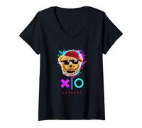 Damen Cool Teddy Bear Boy Illustration Novelty Graphic Designs T-Shirt mit V-Ausschnitt