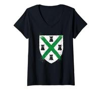 Damen Coole Plymouth Flagge für Plymouth England Für Proud Janner T-Shirt mit V-Ausschnitt