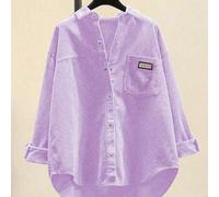 Damen Cord Hemdbluse mit Knöpfen, lässige Passform, Lange Ärmel, Mode Jacke 2025 Frühling, Oversize Blusen Oberbekleidung