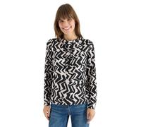 Langarmshirt CECIL, Damen, Gr. M (40), light greige melange, Stoff, 67% Viskose, 28% Polyester, 5% Elasthan, gemustert, normal normal, hoch geschlossener Ausschnitt, Bündchen, Shirts Langarmshirt, mit