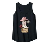 Damen Cowgirl Stiefel Rose Sheriff Western Country Style Fashion Tank Top
