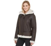 Damen Creck Braune Schaffell-Fliegerjacke mit Kapuze - Orford EU 52 / UK 24