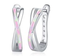 Damen Creolen Ohrringe 925 Sterling Silber Opal Kleine Creolen Kreis Ohrringe Opal Schmuck Weihnachten Geschenk für Mädchen Kinder