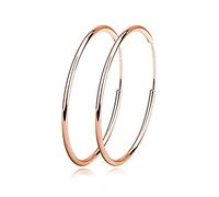 Damen Creolen Ohrringe Sterling Silber Huggie Kreolen Groß Rund Hängend Klapp-Creolen Ohrhänger für Frauen Mädchen Schmuck Durchmesser Rosa Gold 50mm