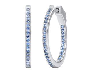 Damen Creolen Silber 925 MILLA 22 mm mit blauen SILVEGO® Brilliance Zirconia