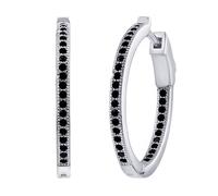 Damen Creolen Silber 925 MILLA 22 mm SILVEGO® Brilliance Zirconia schwarz